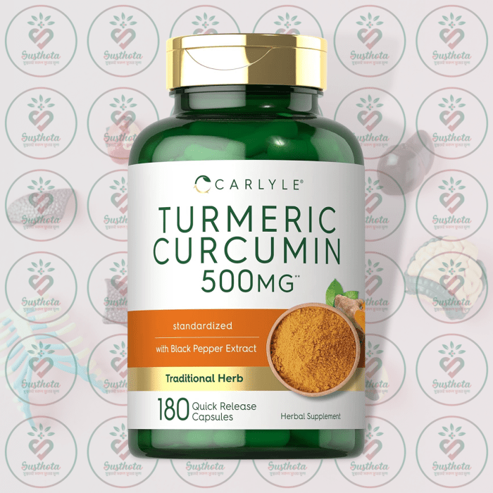 Carlyle Turmeric Curcumin - 500 Mg - 180 Quick Release Capsules In Bangladesh Image 01