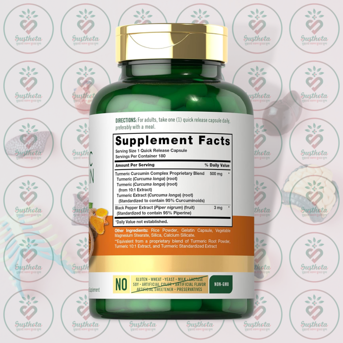 Carlyle Turmeric Curcumin - 500 Mg - 180 Quick Release Capsules In Bangladesh Supplement Facts
