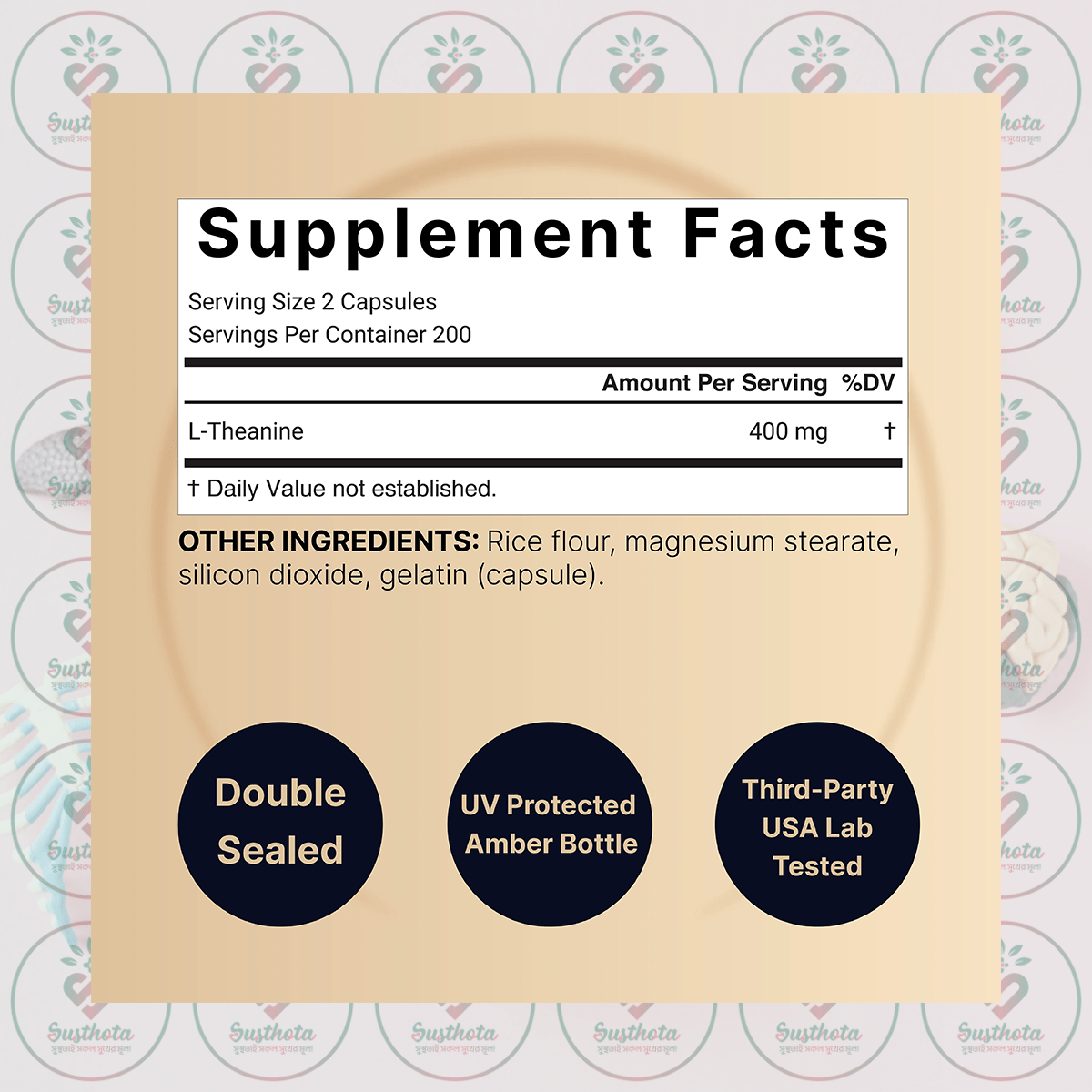 Naturebell L-Theanine - 400 Mg - 400 Capsules In Bangladesh Supplement Facts Naturebell L-Theanine - 400 Mg - 400 Capsules In Bangladesh Supplement Facts