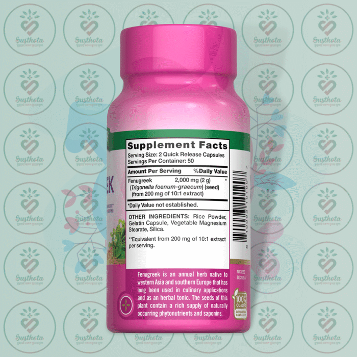 Nature'S Truth Postnatal Fenugreek – 2,000 Mg – 100 Quick Release Capsules In Bangladesh Supplement Facts