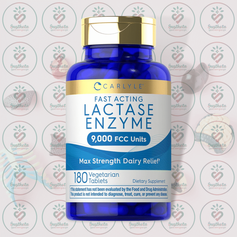 Carlyle Fast Acting Lactase Enzyme - 9000 Fcc Units - 180 Vegetarian Tablets In Bangladesh Image 01