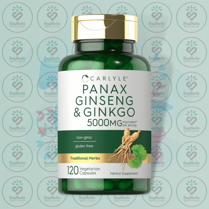 Carlyle Panax Ginseng + Ginkgo Biloba - 5000Mg - 120 Vegetarian Capsules In Bangladesh Image 01