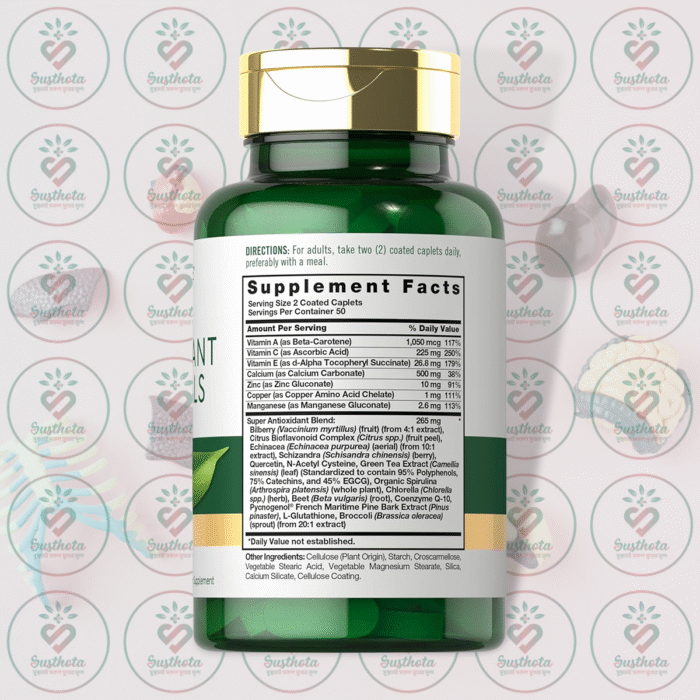 Carlyle Super Antioxidant Essentials - 100 Coated Caplets In Bangladesh Supplement Facts