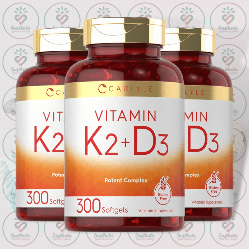 Carlyle Vitamin K2 + D3 Potent Complex – 200 Mcg K2 + 250 Mcg D3 – 300 Softgels In Bangladesh Image 02