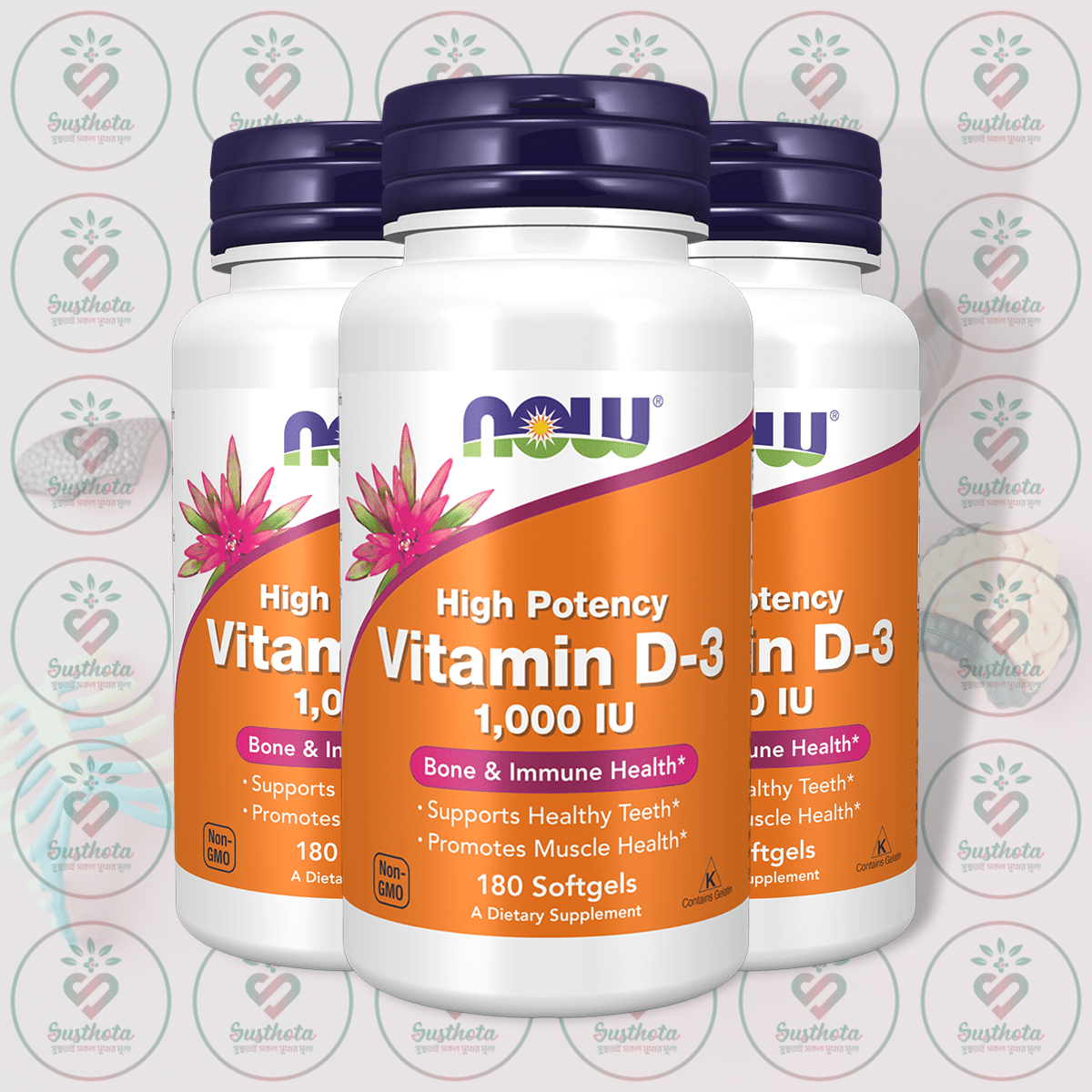 Now High Potency Vitamin D-3 - 1,000 Iu - 180 Softgels In Bangladesh Image 02 Now High Potency Vitamin D-3 - 1,000 Iu - 180 Softgels In Bangladesh Image 02