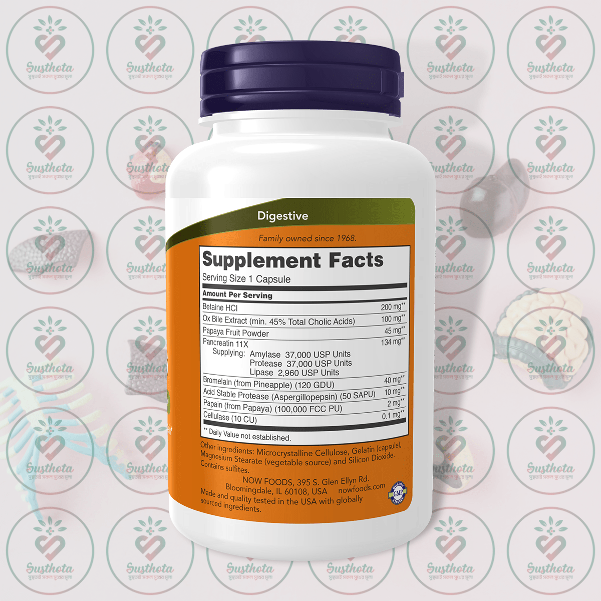 NOW Super Enzymes – 180 Capsules in Bangladesh Supplement Facts
