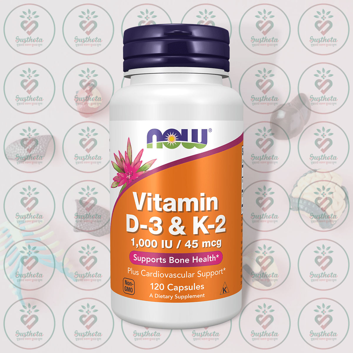 NOW Vitamin D-3 & K-2 - 1,000 IU - 45 mcg - 120 Capsules in Bangladesh Image 01