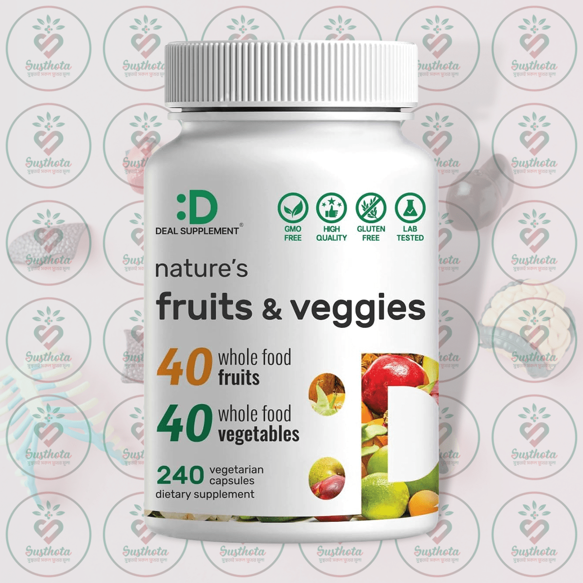 Deal Supplement Nature's Fruits &Amp; Veggies - 1000 Mg - 240 Vegetarian Capsules In Bangladesh Image 01 Deal Supplement Nature's Fruits &Amp; Veggies - 1000 Mg - 240 Vegetarian Capsules In Bangladesh Image 01
