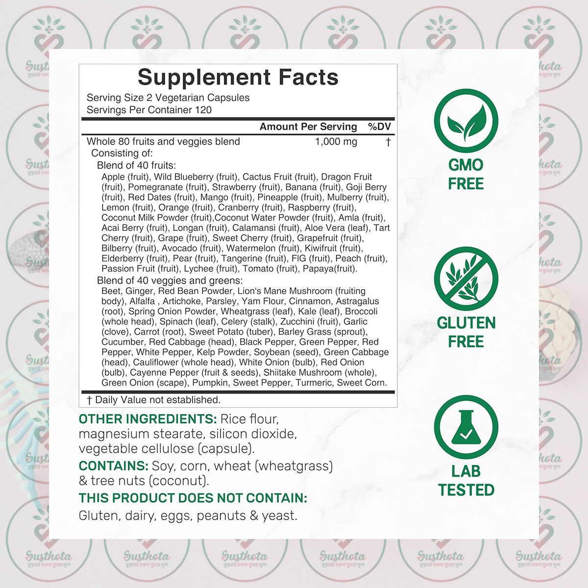 Deal Supplement Nature's Fruits &Amp; Veggies - 1000 Mg - 240 Vegetarian Capsules In Bangladesh Supplement Facts Deal Supplement Nature's Fruits &Amp; Veggies - 1000 Mg - 240 Vegetarian Capsules In Bangladesh Supplement Facts
