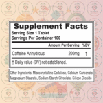 EVL Caffeine – 200 mg – 100 Tablets in Bangladesh Supplement Facts