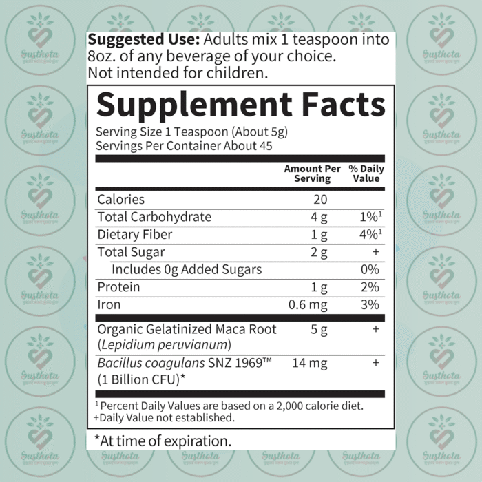 Garden Of Life Organics Fair Trade Organic Maca Root Energy Boost - 225G Powder In Bangladesh Supplement Facts