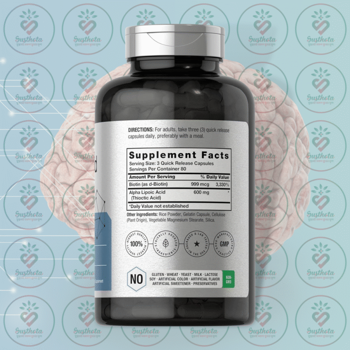 Horbäach Alpha Lipoic Acid With Biotin Optimizer – 600Mg – 240 Capsules In Bangladesh Supplement Facts