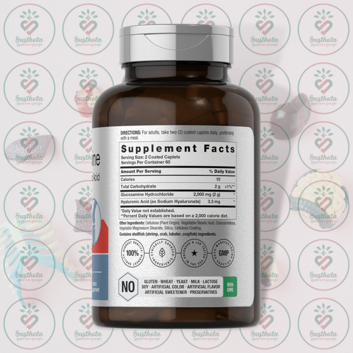Horbäach Glucosamine Hcl + Hyaluronic Acid - 2000Mg - 120 Coated Caplets In Bangladesh Supplement Facts