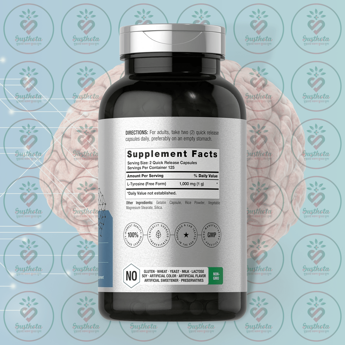 Horbäach L-Tyrosine - 1000Mg - 250 Capsules In Bangladesh Supplement Facts Horbäach L-Tyrosine - 1000Mg - 250 Capsules In Bangladesh Supplement Facts