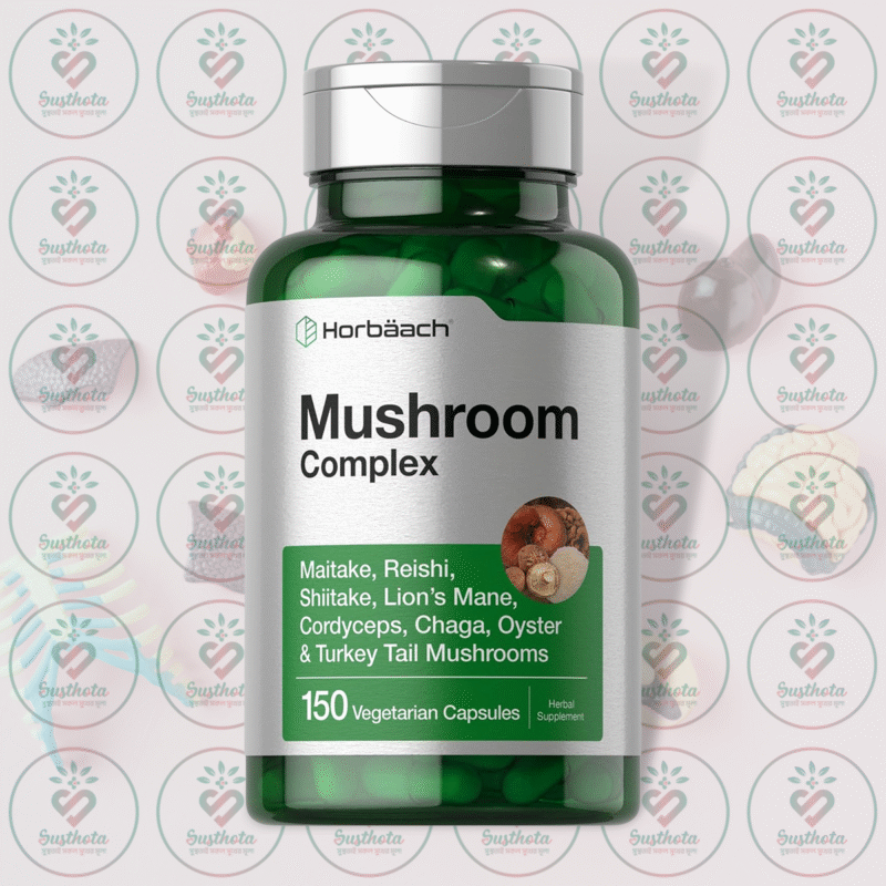 Horbäach Mushroom Complex - 150 Vegetarian Capsules In Bangladesh Image 01