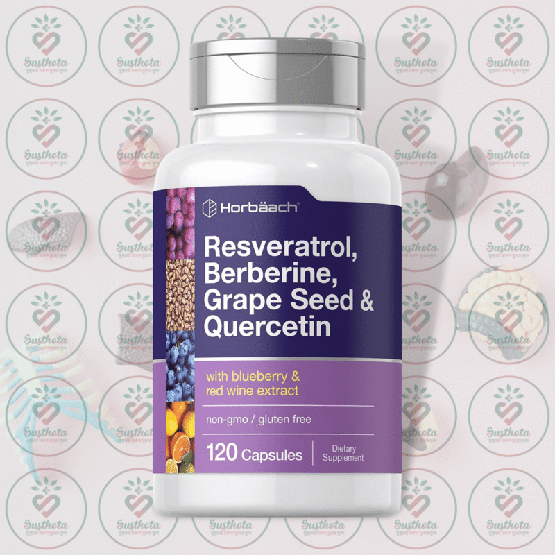 Horbäach Resveratrol Berberine Grape Seed &Amp; Quercetin - 600 Mg - 120 Capsules In Bangladesh Image 01