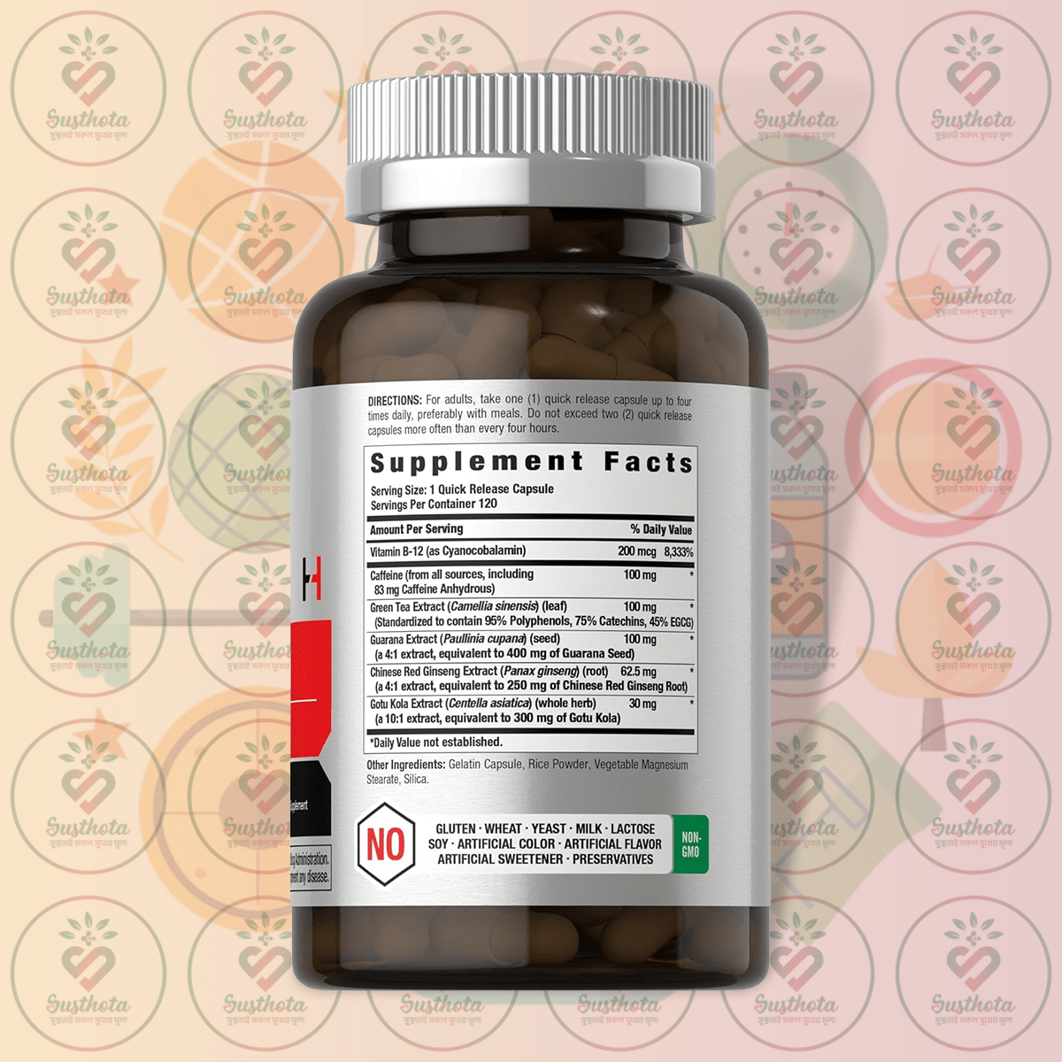 Horbäach Ultra Energy Booster With Caffeine - 100 Mg - 120 Capsules In Bangladesh Supplement Facts Horbäach Ultra Energy Booster With Caffeine - 100 Mg - 120 Capsules In Bangladesh Supplement Facts