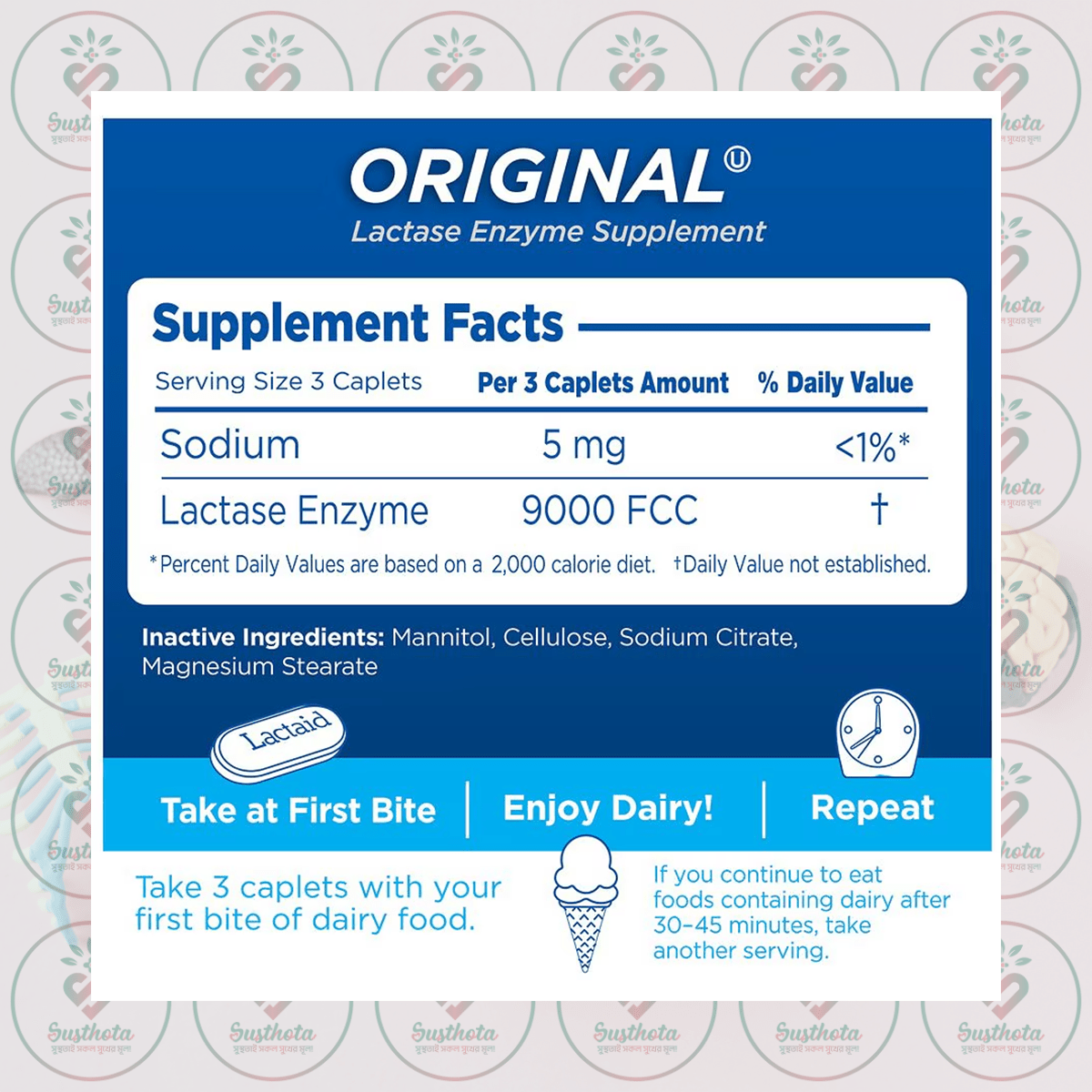 Lactaid Original Lactase Enzyme Supplement - 9000 Fcc - 120 Caplets In Bangladesh Supplement Facts Lactaid Original Lactase Enzyme Supplement - 9000 Fcc - 120 Caplets In Bangladesh Supplement Facts