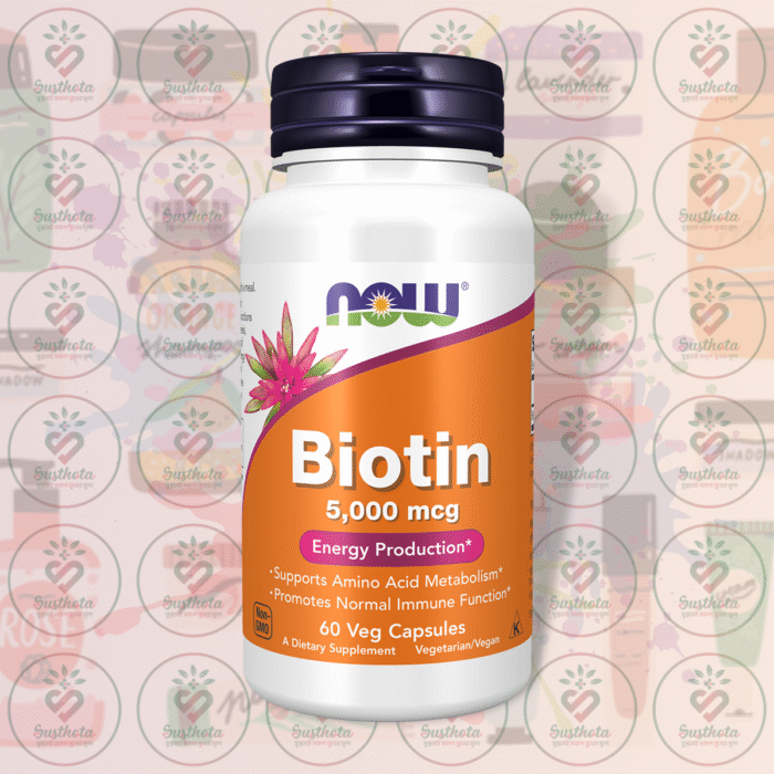 Now Biotin – 5000 Mcg – 60 Veg Capsules In Bangladesh Image 01