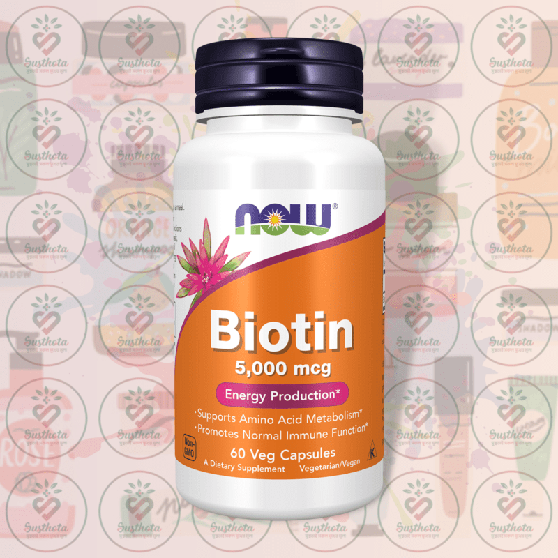 Now Biotin – 5000 Mcg – 60 Veg Capsules In Bangladesh Image 01