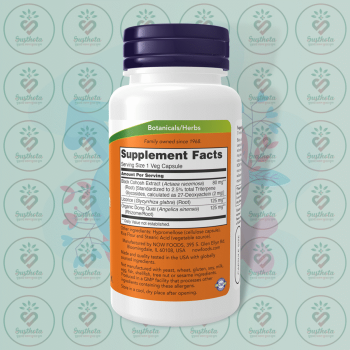 Now Black Cohosh Root – 80 Mg – 90 Veg Capsules In Bangladesh Supplement Facts