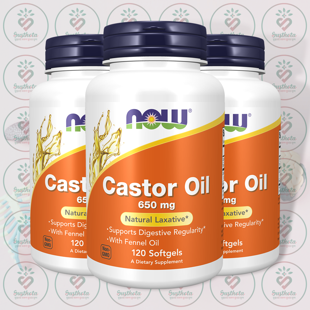NOW Castor Oil – 650 mg – 120 Softgels in Bangladesh Image 02