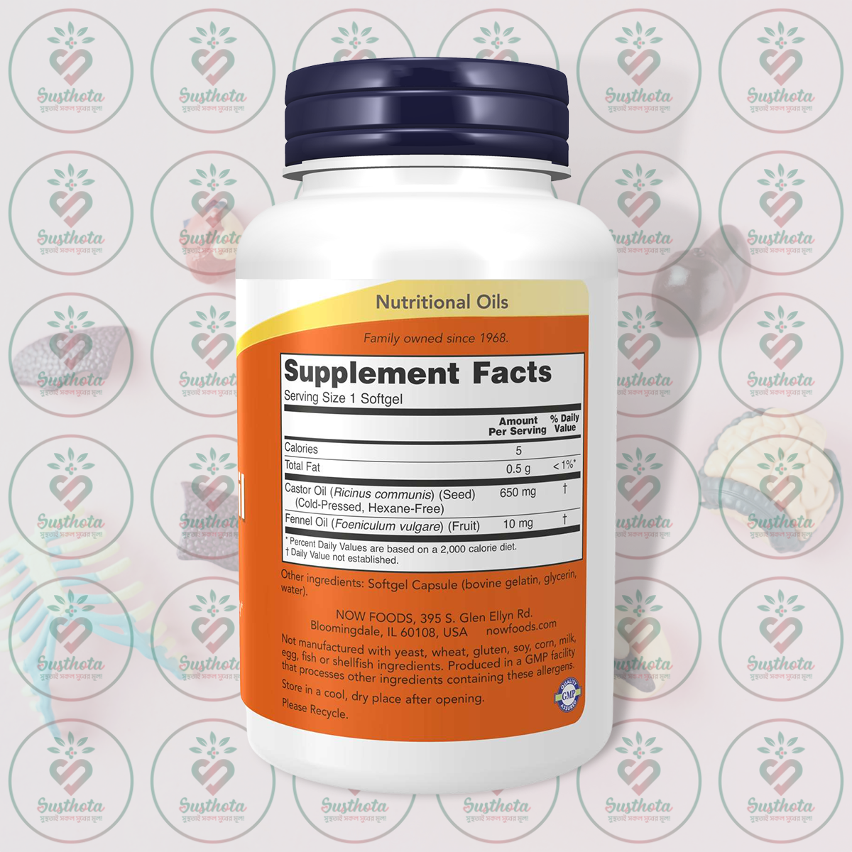 NOW Castor Oil – 650 mg – 120 Softgels in Bangladesh Supplement Facts