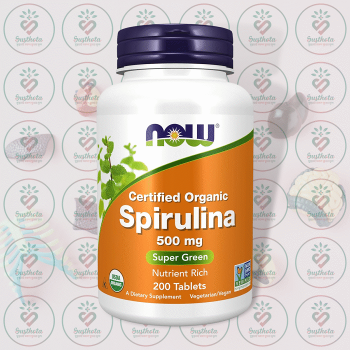 Now Certified Organic Spirulina – 500 Mg – 200 Tablets In Bangladesh Image 01