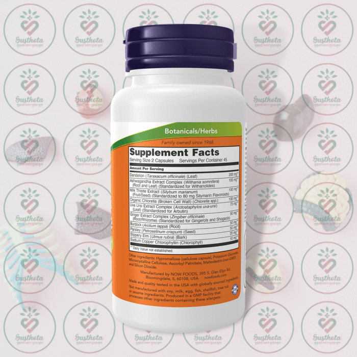 Now Detox &Amp; Cleanse - Liver &Amp; Kidney Support - 90 Capsules In Bangladesh Supplement Facts