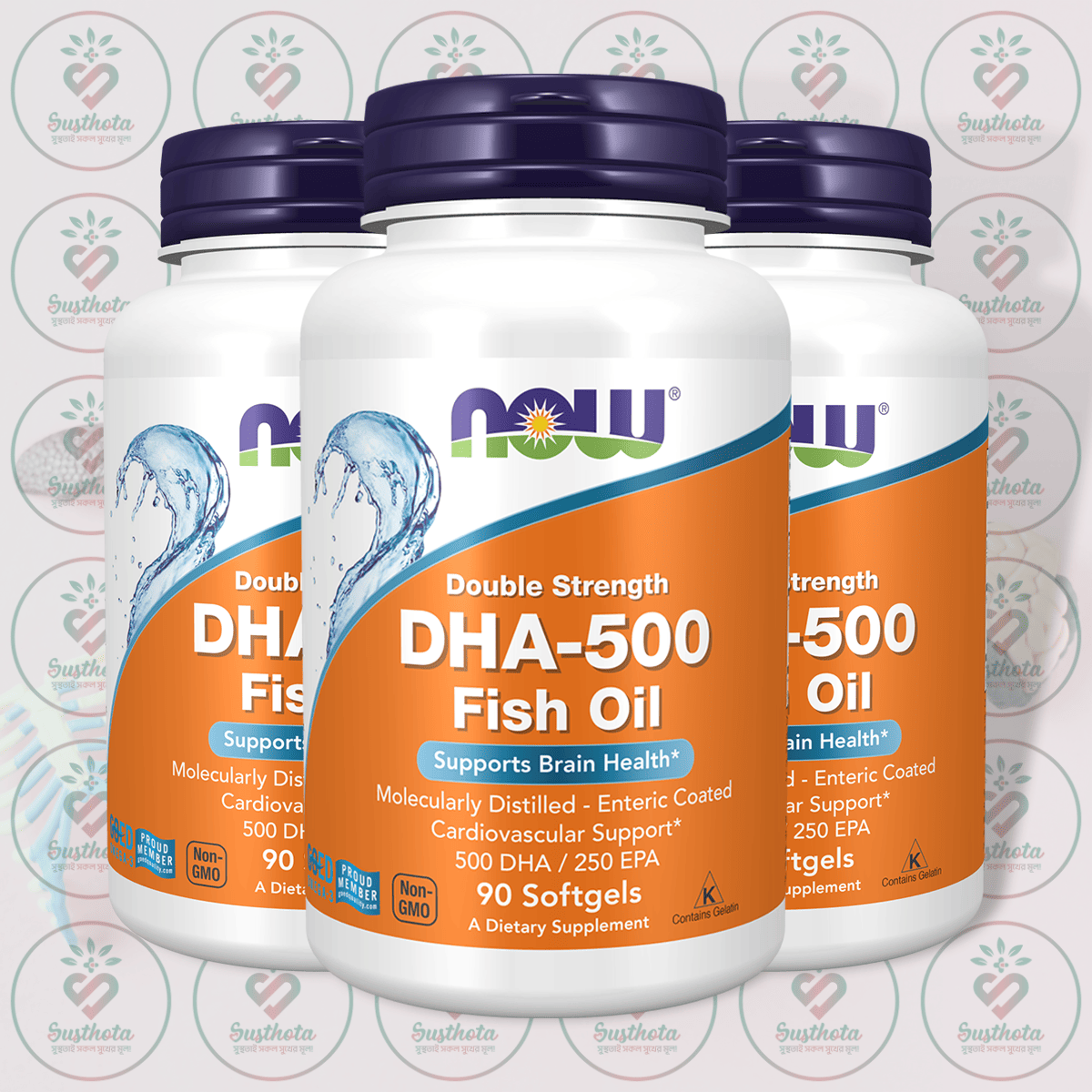 NOW Double Strength DHA-500 Fish Oil – 500 mg DHA - 250 mg EPA – 90 Softgels in Bangladesh Image 02