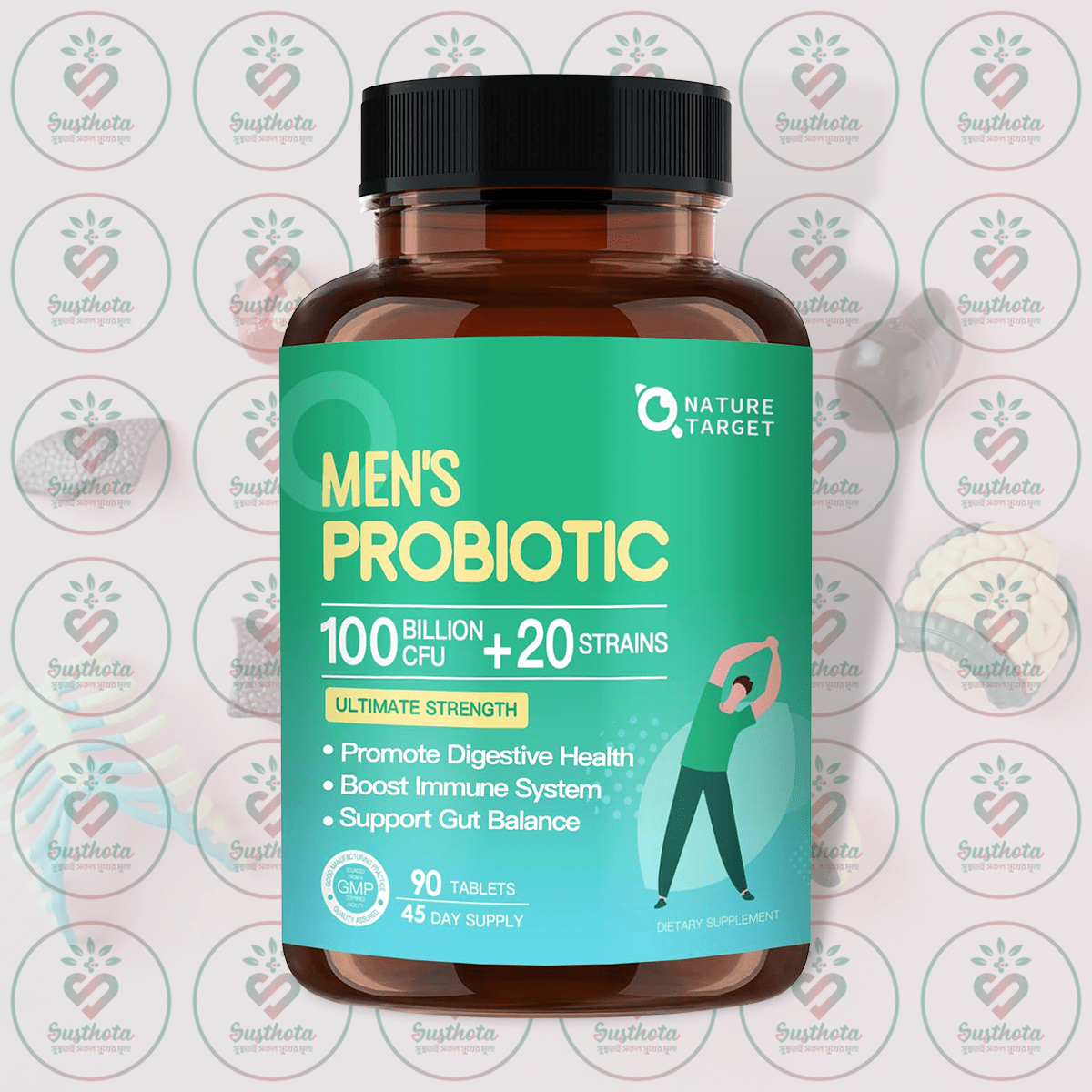 Nature Target Men's Probiotic - 100 Billion Cfu - 90 Tablets In Bangladesh Image 01 Nature Target Men's Probiotic - 100 Billion Cfu - 90 Tablets In Bangladesh Image 01