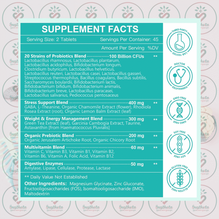 Nature Target Men'S Probiotic - 100 Billion Cfu - 90 Tablets In Bangladesh Supplement Facts