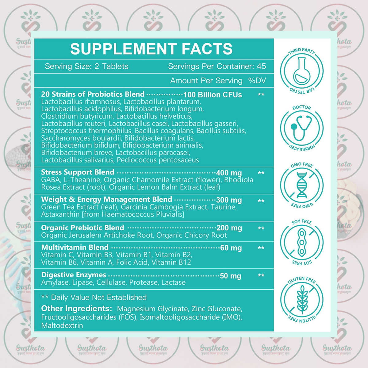 Nature Target Men's Probiotic - 100 Billion Cfu - 90 Tablets In Bangladesh Supplement Facts Nature Target Men's Probiotic - 100 Billion Cfu - 90 Tablets In Bangladesh Supplement Facts