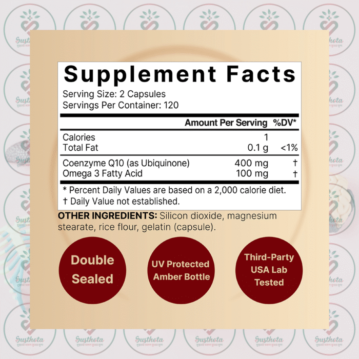 Naturebell Coq10 With Omega-3 - 400 Mg - 240 Vegetarian Capsules In Bangladesh Supplement Facts
