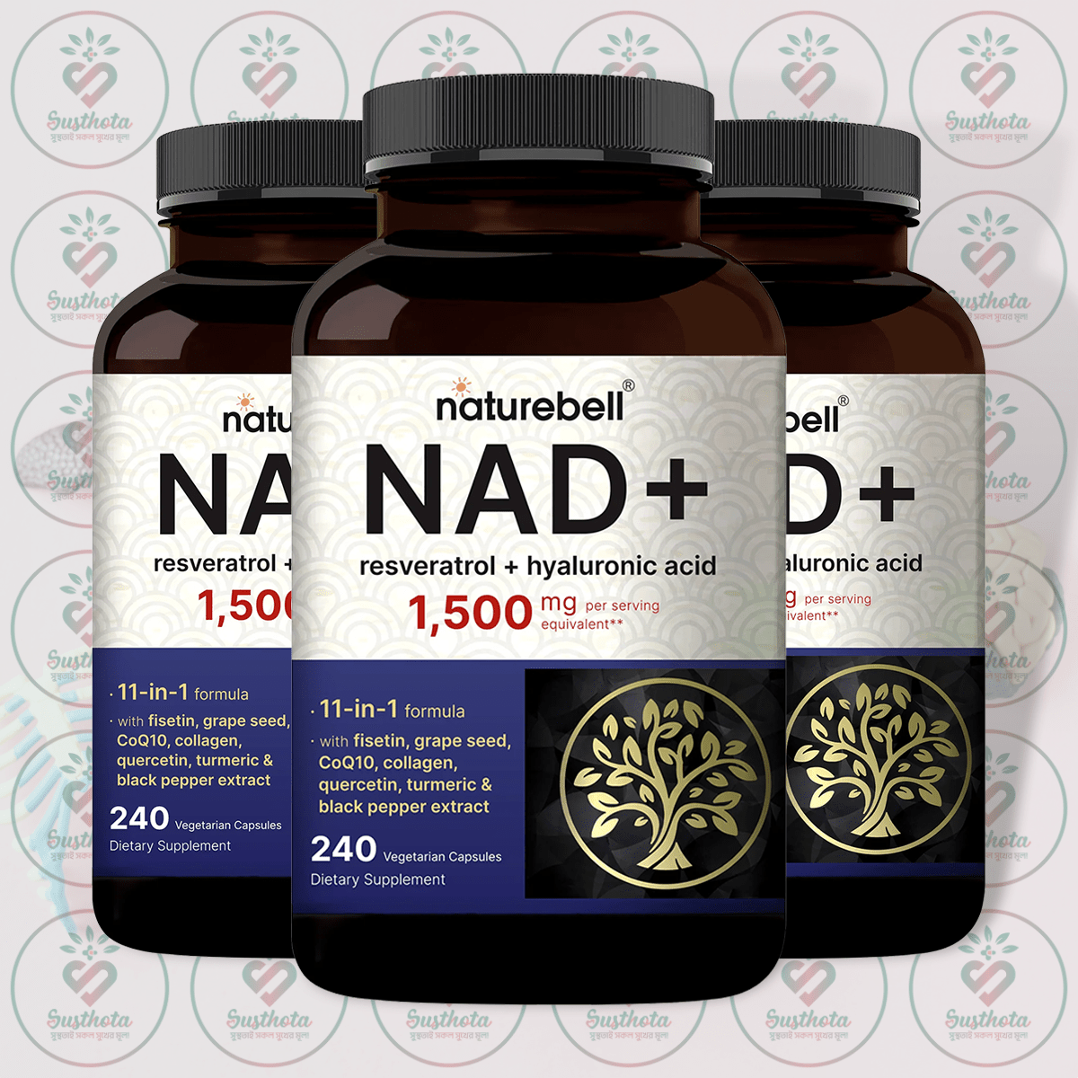 Naturebell Nad+ Resveratrol + Hyaluronic Acid - 1500 Mg - 240 Vegetarian Capsules In Bangladesh Image 02 Naturebell Nad+ Resveratrol + Hyaluronic Acid - 1500 Mg - 240 Vegetarian Capsules In Bangladesh Image 02