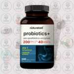 NatureBell Probiotics+ Pre+Postbiotics+Enzymes - 200 Billion CFU - 240 Vegetarian Capsules in Bangladesh Image 01