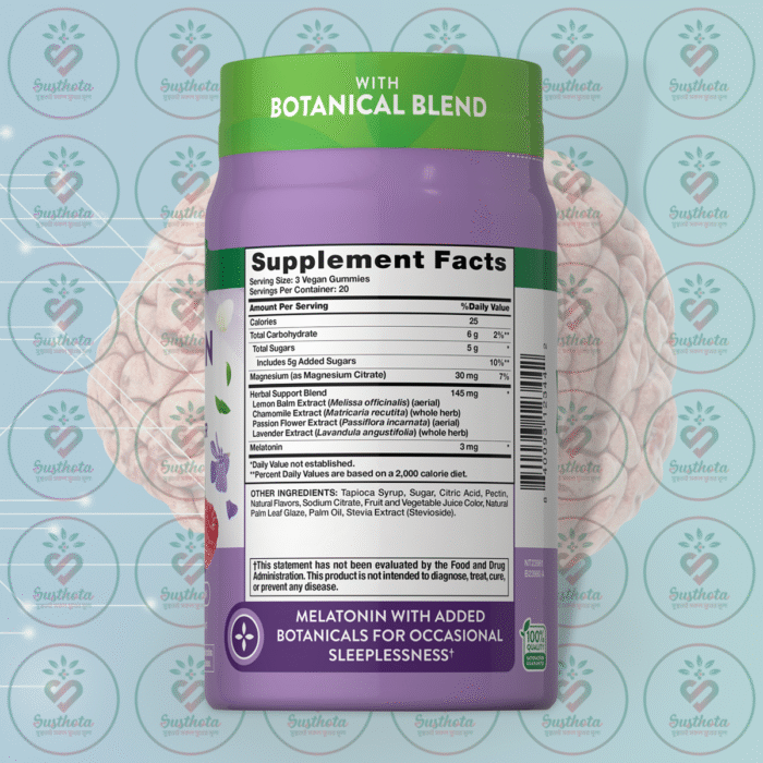 Nature'S Truth Sleep Melatonin Gummies With Chamomile + Lavender - 3Mg - 60 Vegan Gummies In Bangladesh Supplement Facts