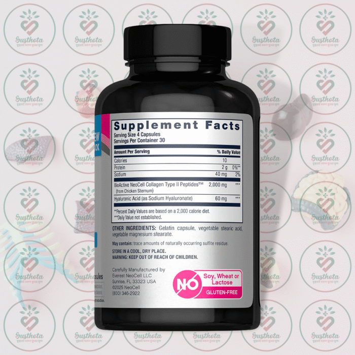 Neocell Advanced Joint Complex Collagen Type 2 + Hyaluronic Acid - 120 Capsules In Bangladesh Supplement Facts