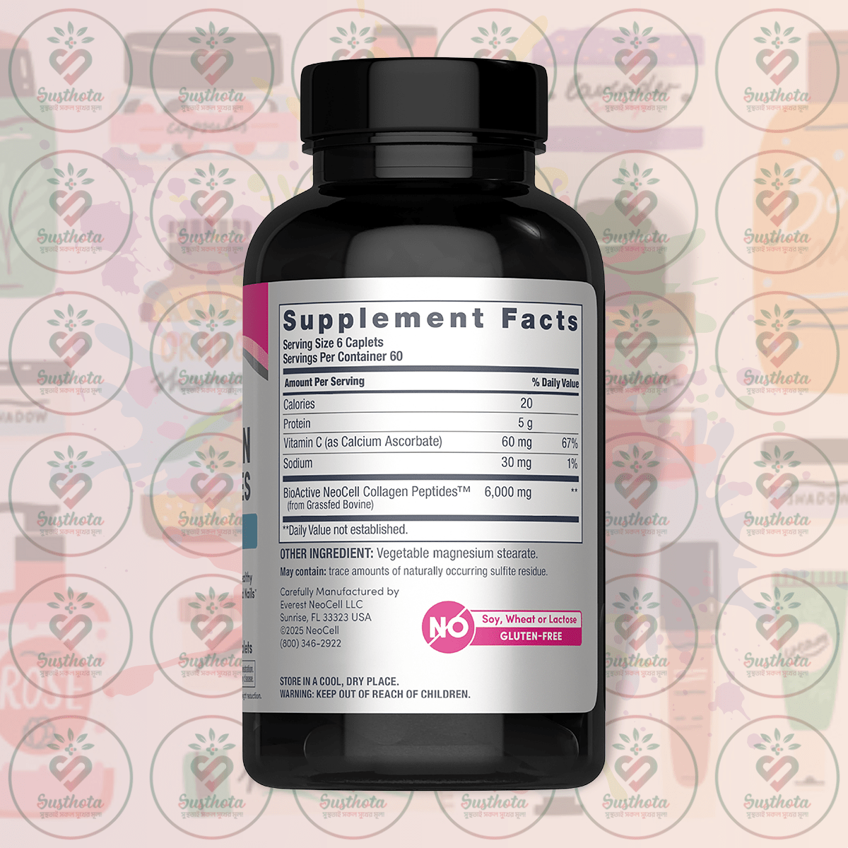 Neocell Grassfed Collagen Peptides + Vitamin C - 6000Mg - 360 Caplets In Bangladesh Supplement Facts Neocell Grassfed Collagen Peptides + Vitamin C - 6000Mg - 360 Caplets In Bangladesh Supplement Facts