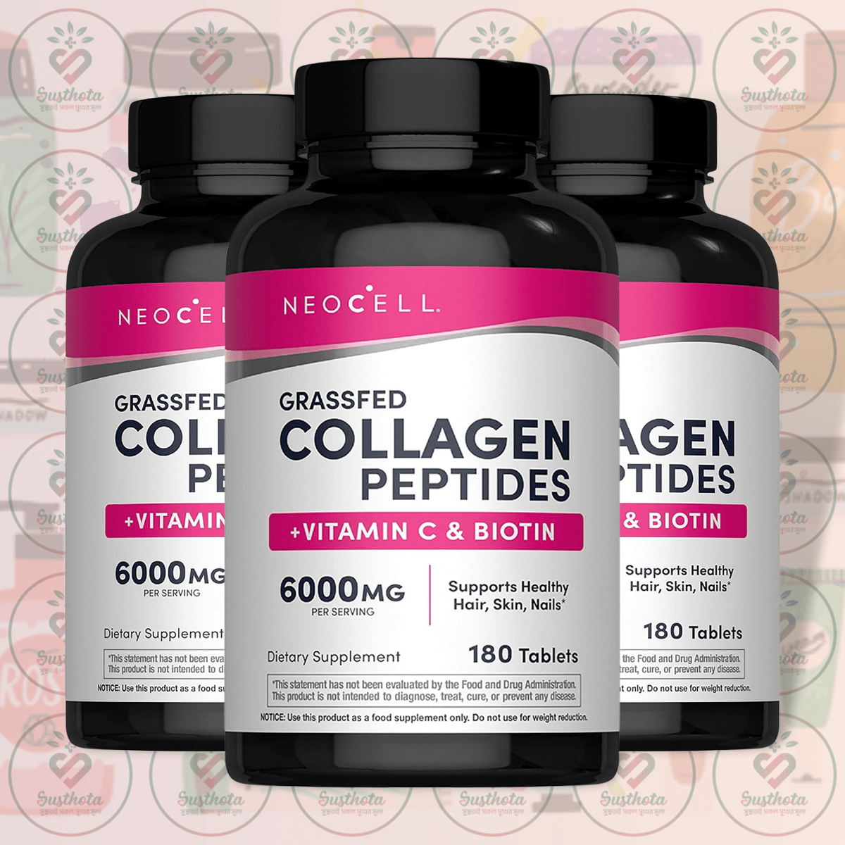 Neocell Grassfed Collagen Peptides + Vitamin C &Amp; Biotin - 6000Mg - 180 Tablets In Bangladesh Image 02 Neocell Grassfed Collagen Peptides + Vitamin C &Amp; Biotin - 6000Mg - 180 Tablets In Bangladesh Image 02