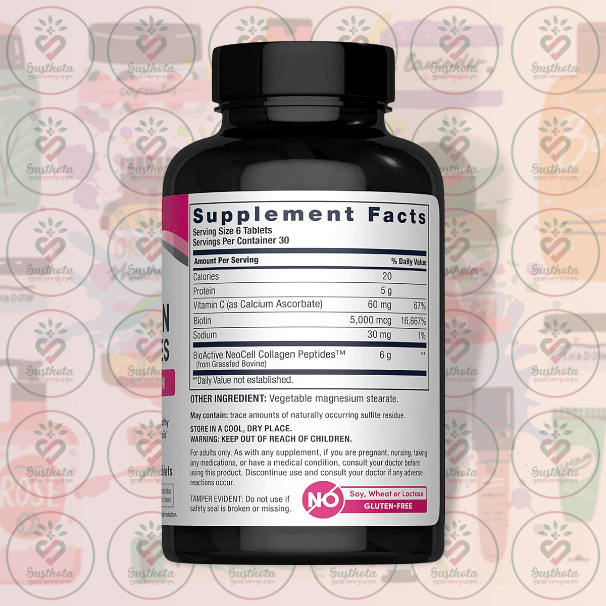 Neocell Grassfed Collagen Peptides + Vitamin C &Amp; Biotin - 6000Mg - 180 Tablets In Bangladesh Supplement Facts Neocell Grassfed Collagen Peptides + Vitamin C &Amp; Biotin - 6000Mg - 180 Tablets In Bangladesh Supplement Facts