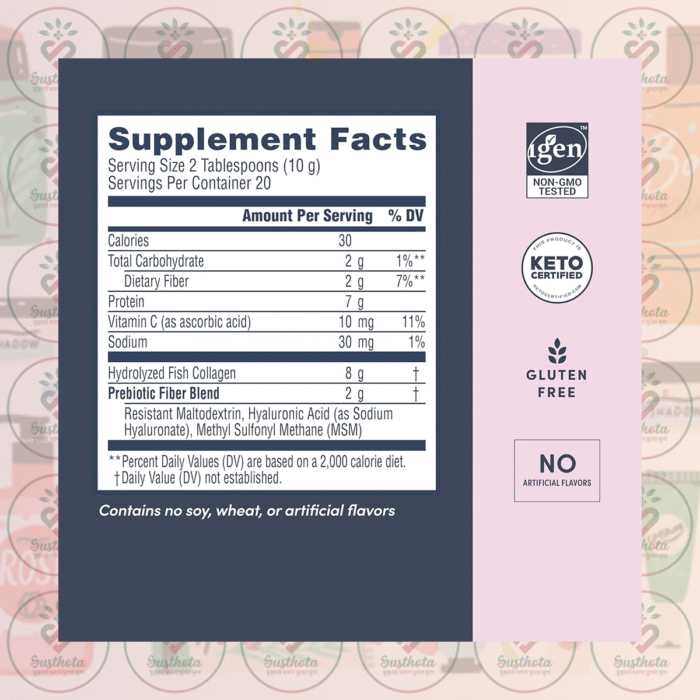 Neocell Marine Collagen With Hyaluronic Acid, Msm &Amp; Vitamin C - 8G - 200G Unflavored Powder In Bangladesh Supplement Facts