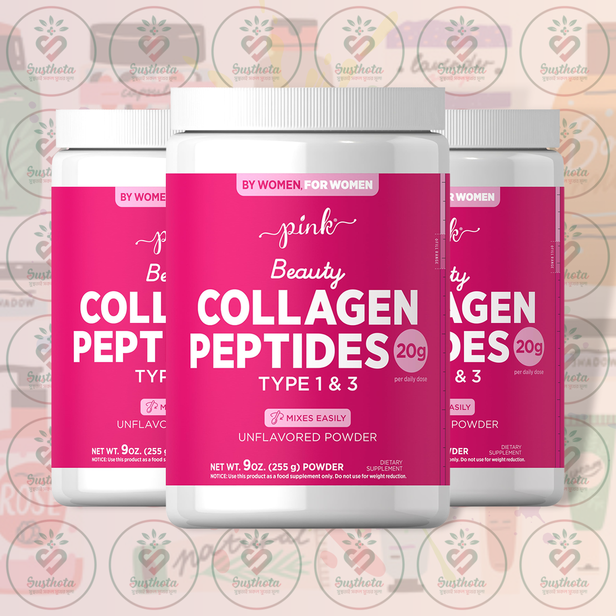 Pink Beauty Collagen Peptides – 20G – 255G Unflavored Powder In Bangladesh Image 02 Pink Beauty Collagen Peptides – 20G – 255G Unflavored Powder In Bangladesh Image 02