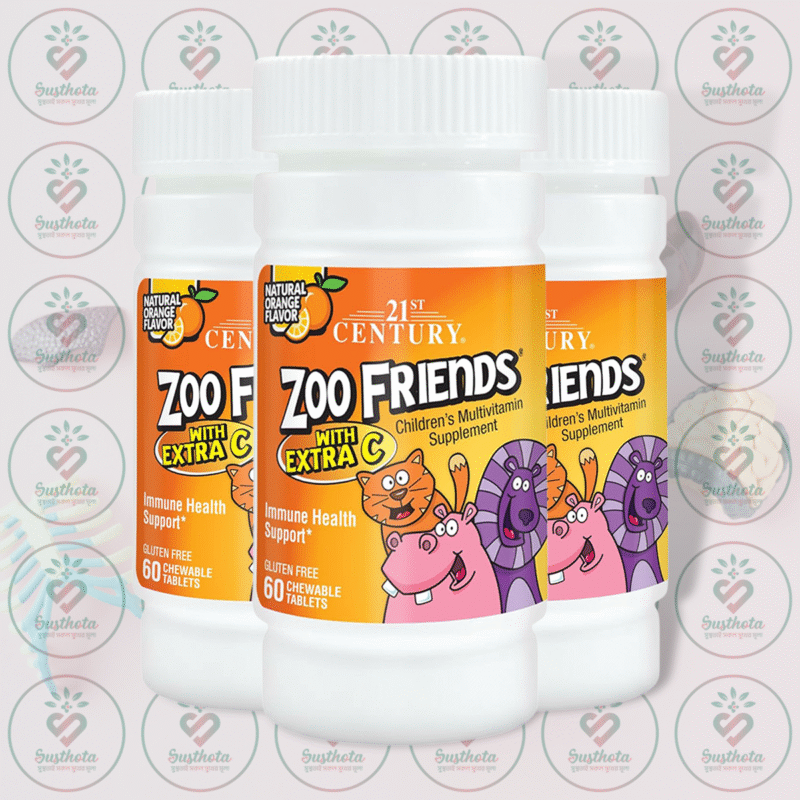 Home 9 21St Century Zoo Friends With Extra C - Children'S Multivitamin - 60 Chewable Tablets In Bangladesh Image 02