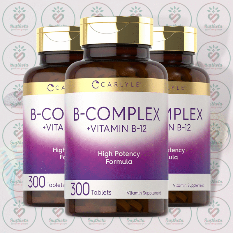 Home 9 Carlyle B-Complex + Vitamin B-12 - High Potency Formula - 300 Tablets In Bangladesh Image 02
