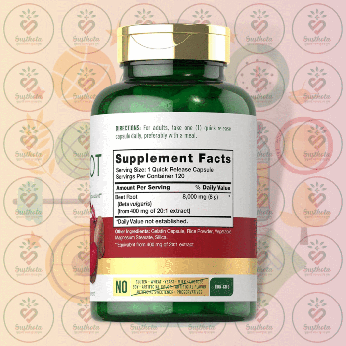 Carlyle Beet Root – 8000 Mg – 120 Quick Release Capsules In Bangladesh Supplement Facts