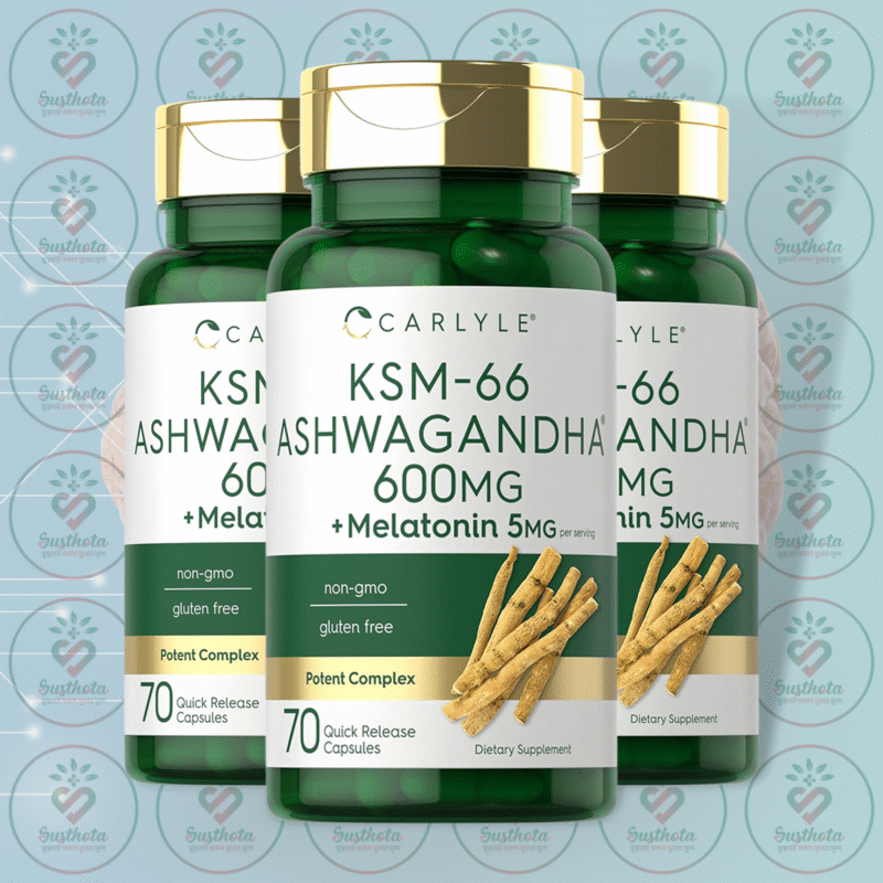 Home 13 Carlyle Ksm-66 Ashwagandha + Melatonin – 600 Mg + 5 Mg – 70 Quick Release Capsules In Bangladesh Image 02