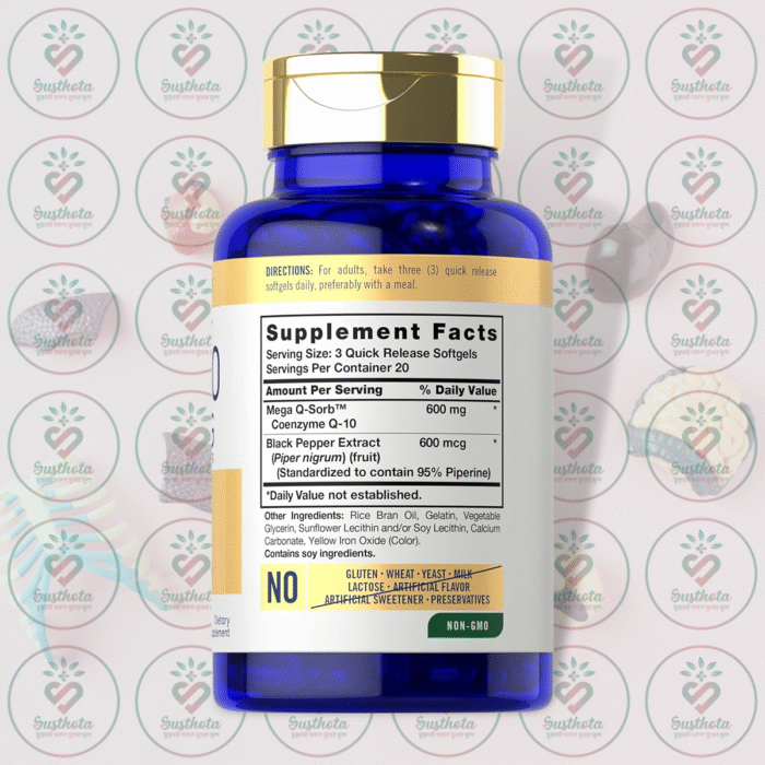 Carlyle Mega Q-Sorb Coq-10 – 600 Mg – 60 Quick Release Softgels In Bangladesh Supplement Facts