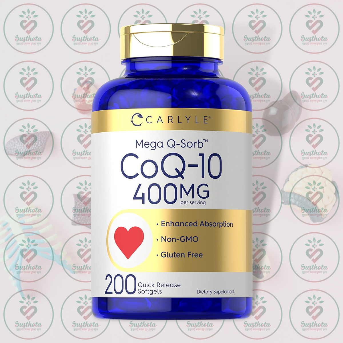Carlyle Mega Q-Sorb™ Coq-10 - 400Mg - 200 Quick Release Softgels In Bangladesh Image 01 Carlyle Mega Q-Sorb™ Coq-10 - 400Mg - 200 Quick Release Softgels In Bangladesh Image 01
