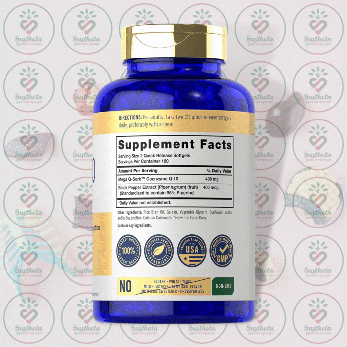 Carlyle Mega Q-Sorb™ Coq-10 - 400Mg - 200 Quick Release Softgels In Bangladesh Supplement Facts